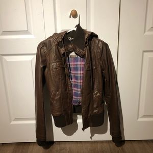 Faux leather garage coat